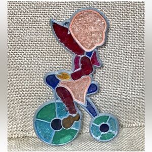 Vintage Bonnet Girl Bicycle Sun Catcher Handmade Prairie Farm Cottage Core